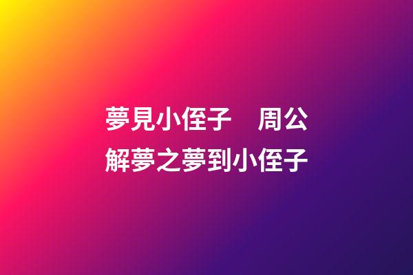 夢見小侄子　周公解夢之夢到小侄子